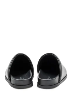 Flat Mule with Smooth Upper and Logo
