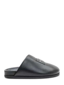 Flat Mule with Smooth Upper and Logo