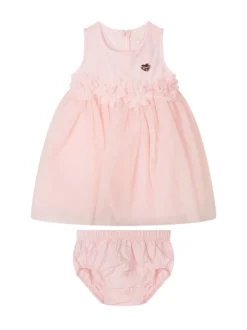 Floral Appliqué Dress and Panty Set