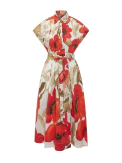 Floral Belted Midi Dress