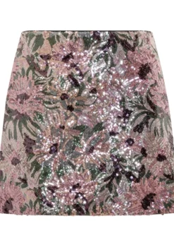 Floral Embroidered Mini Skirt