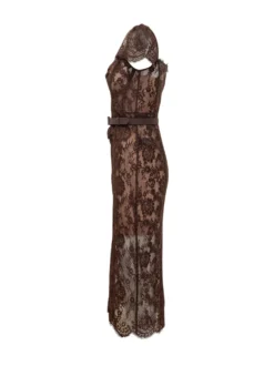 Floral Lace Midi Dress with Belt