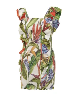 Floral Mini Dress with Wide Straps
