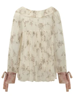 Floral Print Blouse with Ties