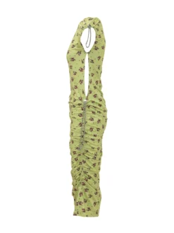Floral Print Ruched Midi Dress