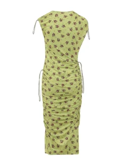 Floral Print Ruched Midi Dress