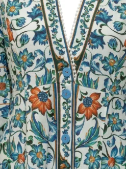 Flora Tile Maxi Dress with Buttons