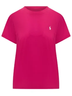 Fuchsia Crew Neck T-shirt with White Logo – Polo Ralph Lauren