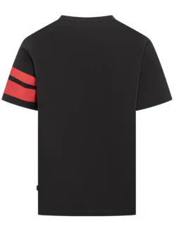 GCDS Black T-shirt with White Logo and Red Stripes