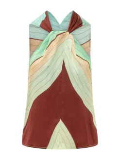 Geometric Print Knot Front Top