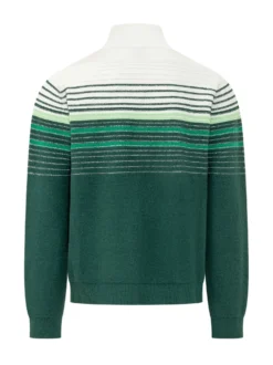 Giacca Boucle a Righe con Zip