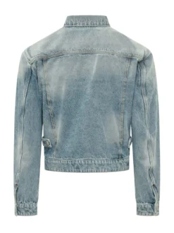 Giacca in Denim con Quattro Tasche e Bottoni