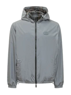 Giacca Newport con Cappuccio e Zip e Motivo Check