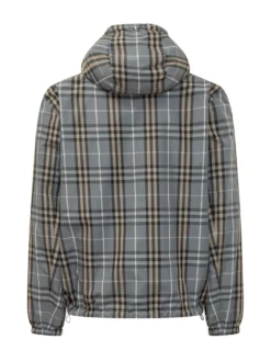 Giacca Newport con Cappuccio e Zip e Motivo Check