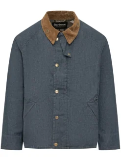 Giacca Transport in Denim con Colletto a Contrasto