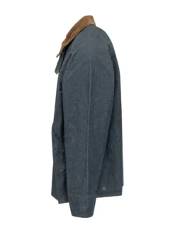 Giacca Transport in Denim con Colletto a Contrasto