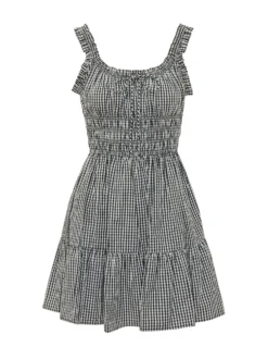 Gingham Mini Dress with Ruffle Hem