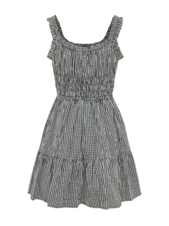 Gingham Mini Dress with Ruffle Hem