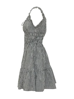 Gingham Mini Dress with Ruffle Hem