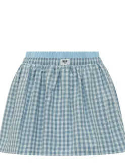 Gingham Skirt With Elastic Waist