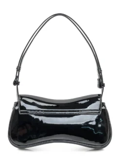 Glossy clutch with shoulder strap