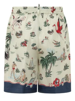 Graphic Print Bermuda with Elastic Waist