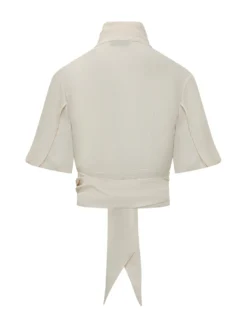 High Neck Blouse with Waist Tie
