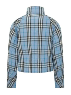 High Neck Jacket with Check Pattern