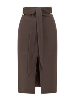 High Waist Midi Skirt with Belt