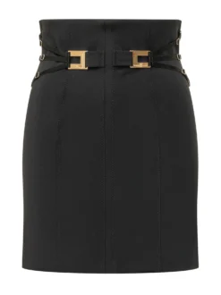 High Waist Skirt with Straps and Buckles