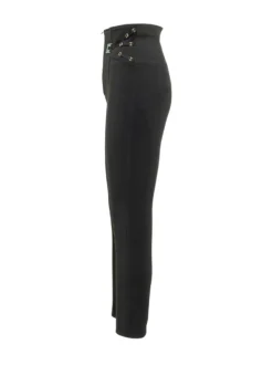 High Waist Slim Trousers With Belt Details