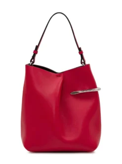 Hobo Bag in Leather with Metal Detail