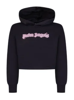 Hooded Cropped Sweatshirt with Applied Logo
