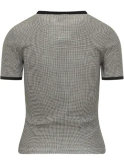 Houndstooth T-shirt with Contrast Trim