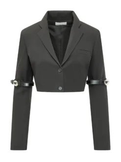 Hybrid Cropped Jacket with Sleeve Straps