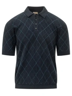 Intarsia Diamond Polo with Collar and Buttons