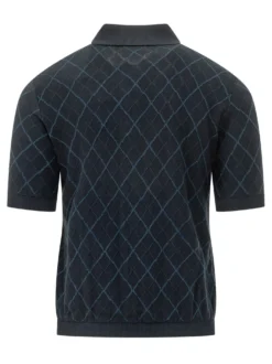 Intarsia Diamond Polo with Collar and Buttons