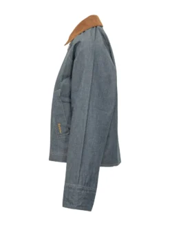 Jacket with Velvet Collar and Zip Closure