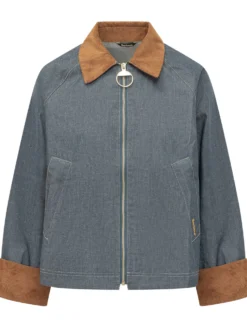 Jacket with Velvet Collar and Zip Closure