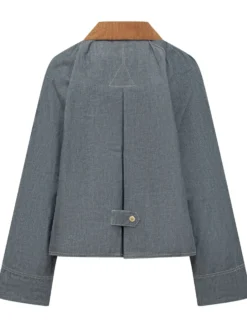 Jacket with Velvet Collar and Zip Closure