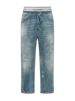 Jeans Kawaii con Effetto Usurato e Tasche