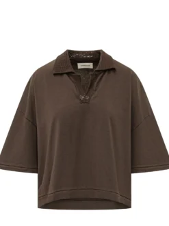 Jersey Polo with Crochet Insert