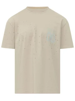 Jersey T-shirt with Print and Perforated Details