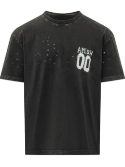 Jersey T-shirt with Print and Perforated Details