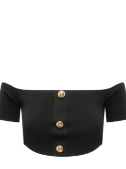 Knit Off Shoulder Top with Buttons