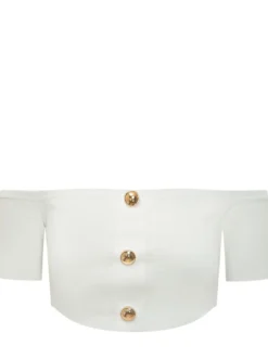 Knit Off Shoulder Top with Buttons