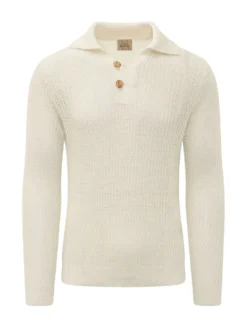 Knit Polo Sweater with Buttons