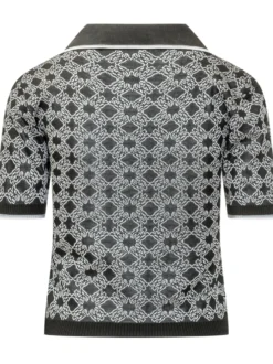 Knit Polo with Geometric Motif