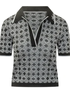 Knit Polo with Geometric Motif