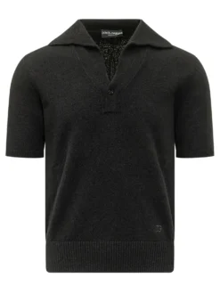 Knit Polo with Open Collar